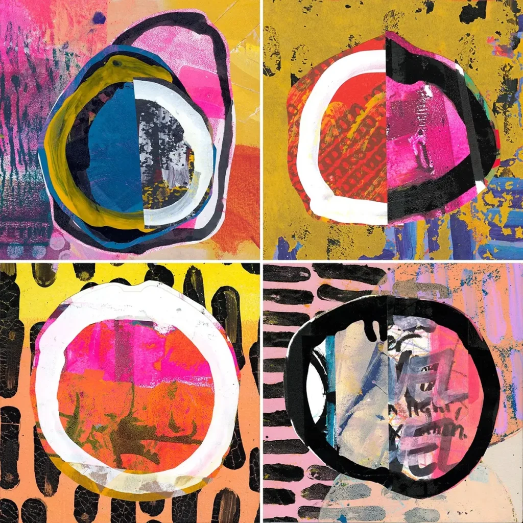 Set of four painted circles by e bond