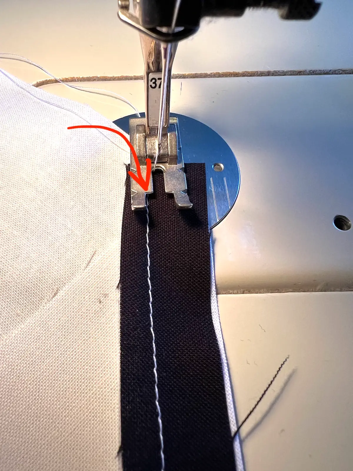Add the other side of the fabric and sew using the first stitching line as your guide