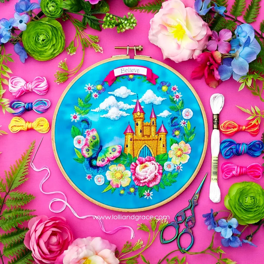 Full castle embroidery by Anne Oliver