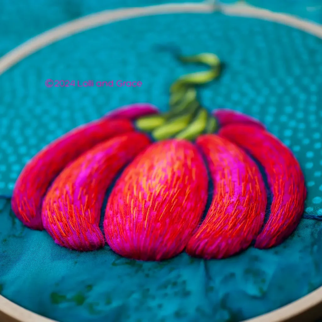 Pumpkin embroidery by Anne Oliver