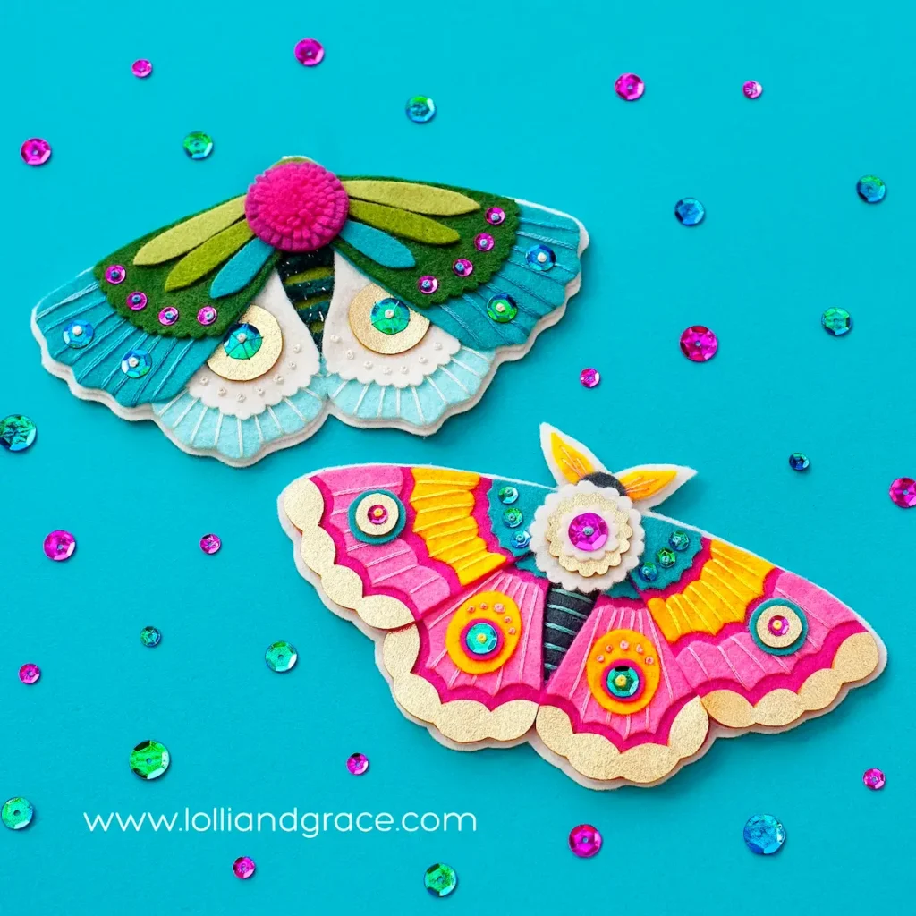 Felt embroidered butterflies by Anne Oliver