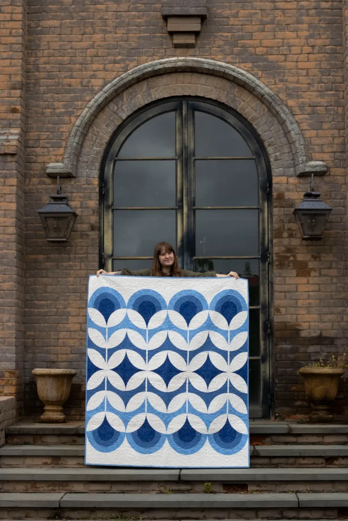 Blue flower quilt by Erin Grogan