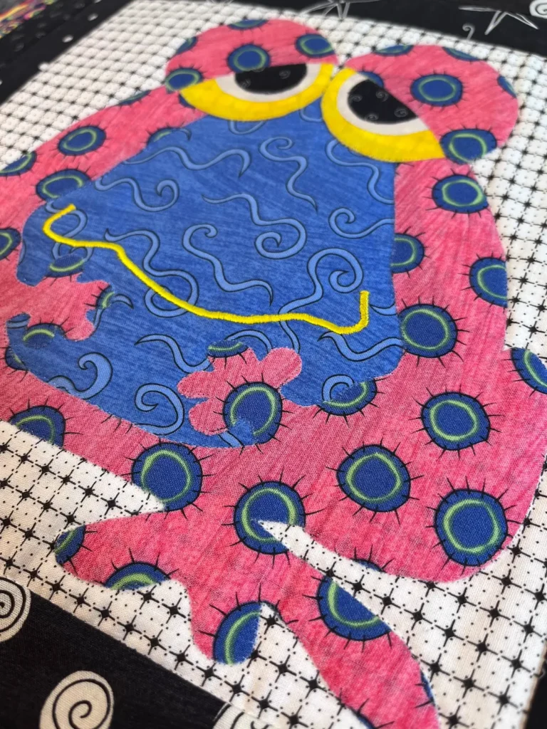 Toad up close quilt by Linda Sullivan