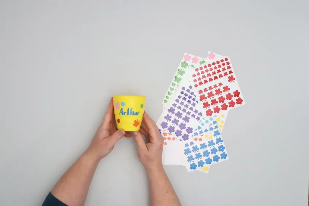 Paula Milner making a personalized cup with her cricut letters