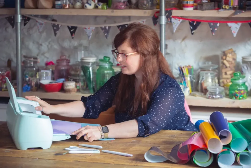 Paula Milner at work in her studio