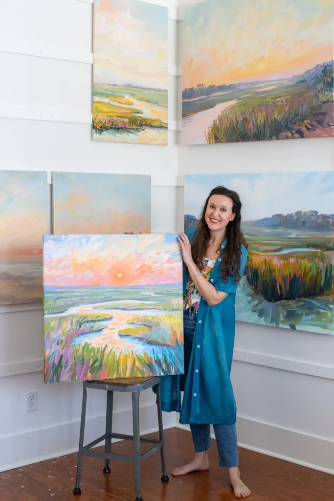 Sarah Jane Tart and a landscape painting