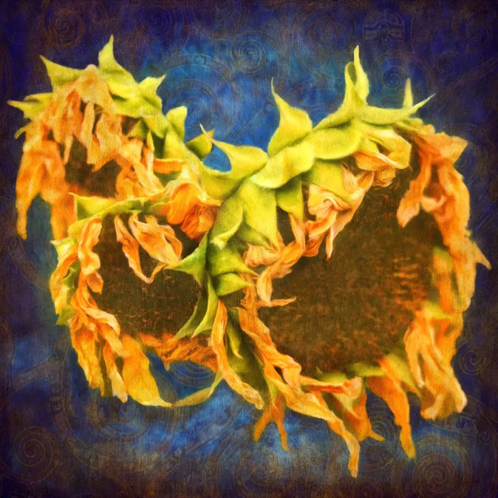 Sunflower fiber art by Tasha Owen