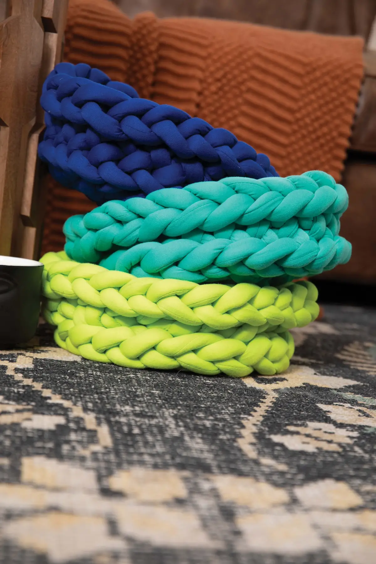 Bowls knitted by Vickie Howell