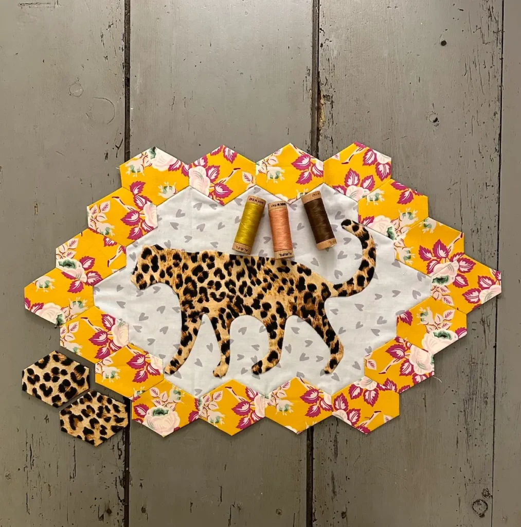Leopard quilt in progress by Barbie Mitchell