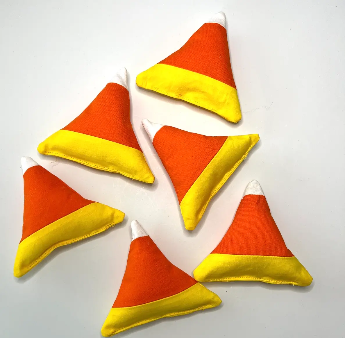 Candy corn bowlies flat lay