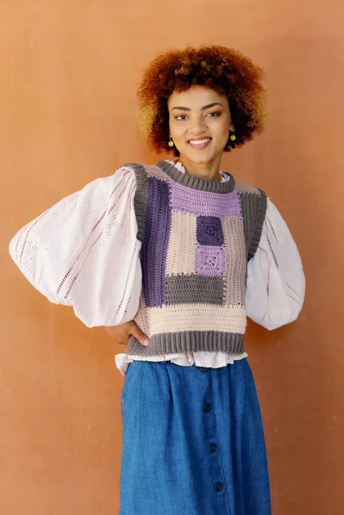 Lavendar and gray sweater vest by Cassie Ward