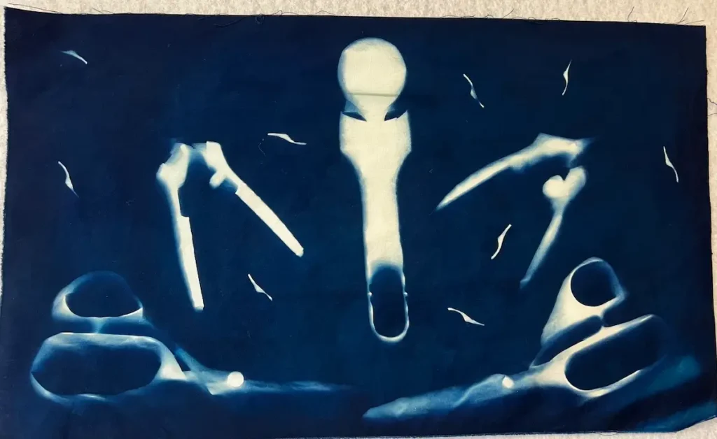 Tools of the trade cyanotype print