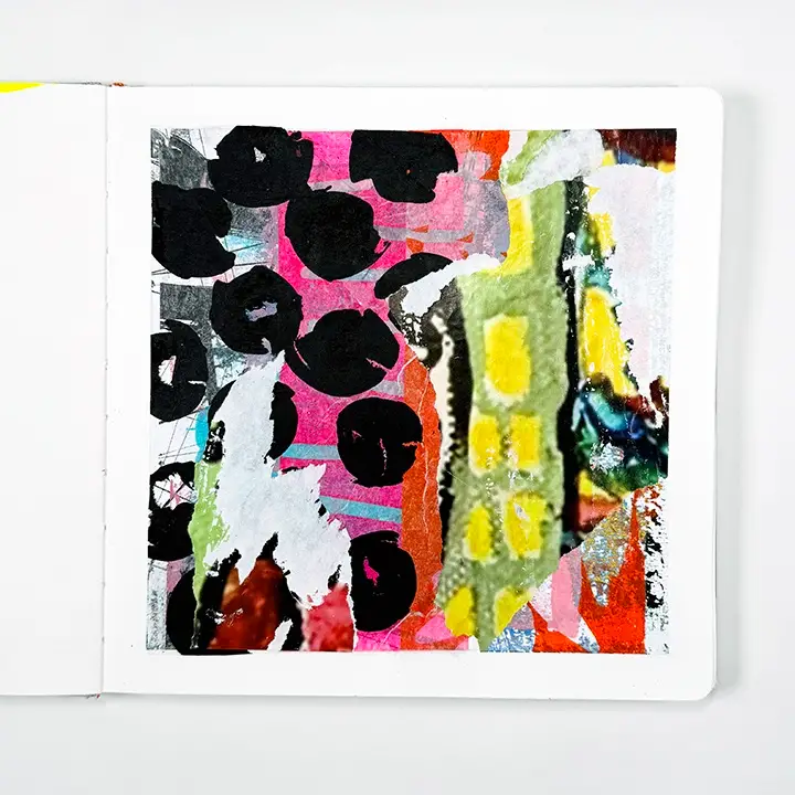 Drew Steinbrecher sketchbook with pink and green