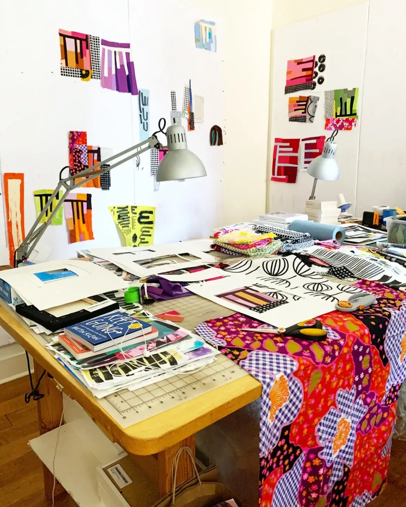 Drew Steinbrecher studio showing worktable