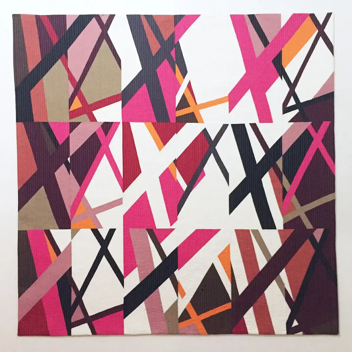 Crossroads quilt in pink and brown by Drew Steinbrecher