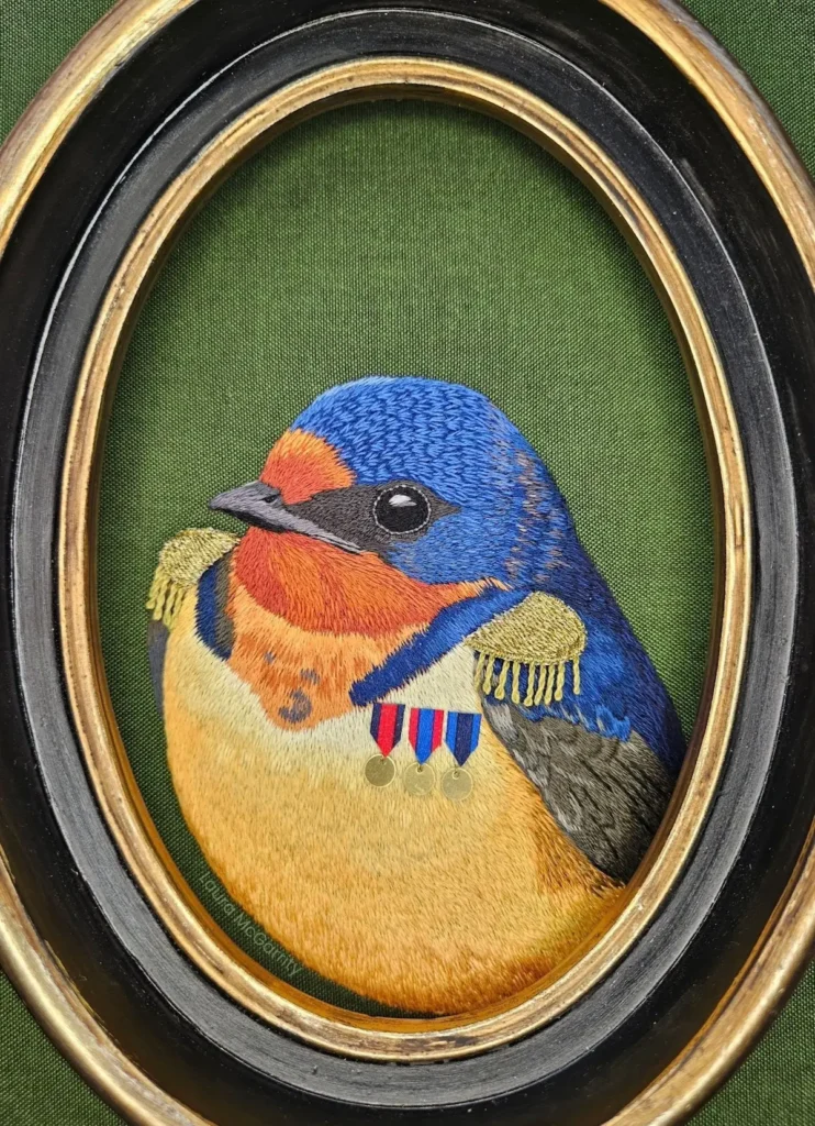 Barn Swallow embroidery by Laura McGarrity