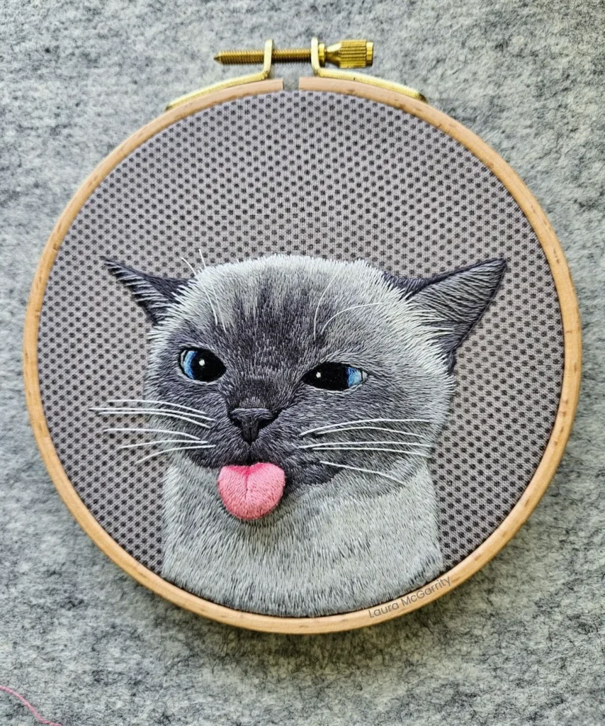 Cat's Got Your Tongue embroidery by Laura McGarrity
