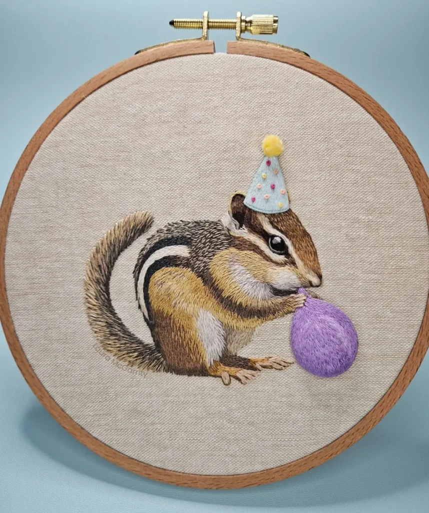 Chipmunk embroidery by Laura McGarrity