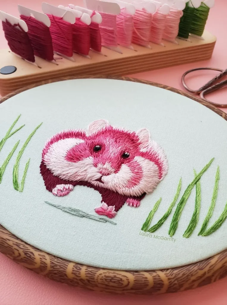 Hamster embroidery by Laura McGarrity