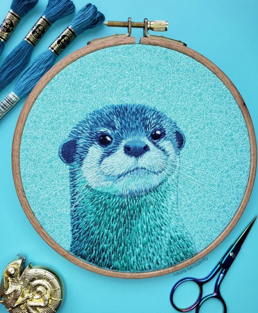 Otter embroidery by Laura McGarrity