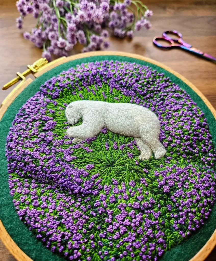 Polar Bear in Summer embroidery by Laura McGarrity