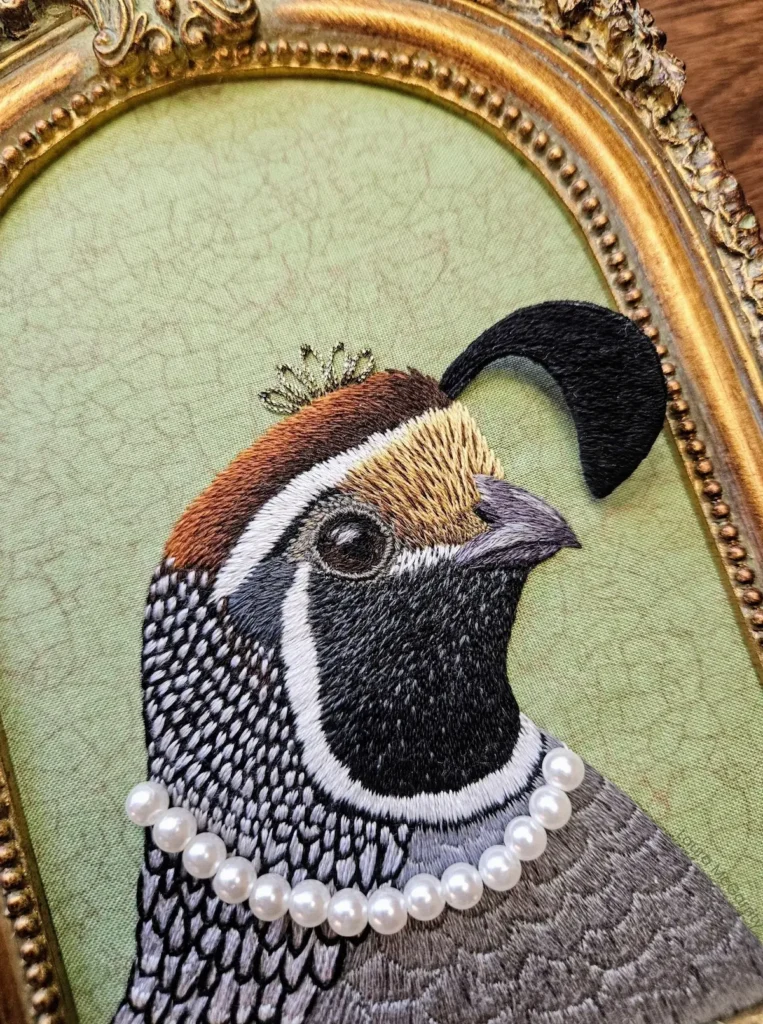 Quail embroidery