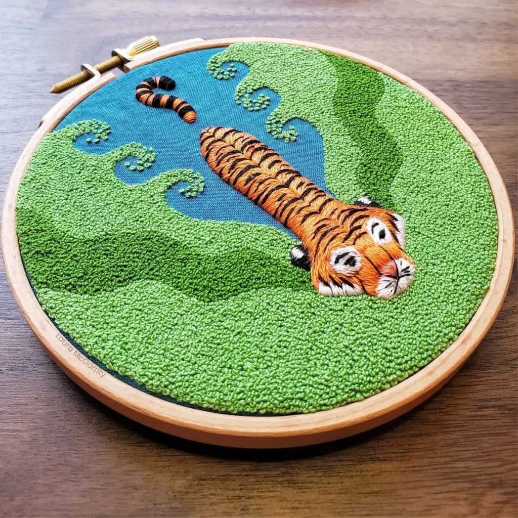 Tiger embroidery by Laura McGarrity