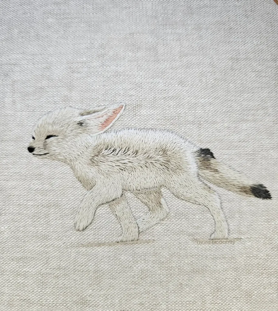 Windy Fox embroidery by Laura McGarrity