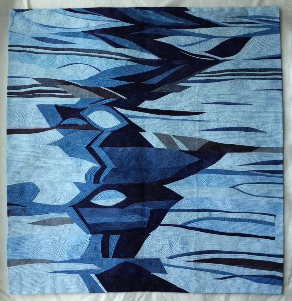 Tenerife quilt before cutting off part of it by Maryte Collard