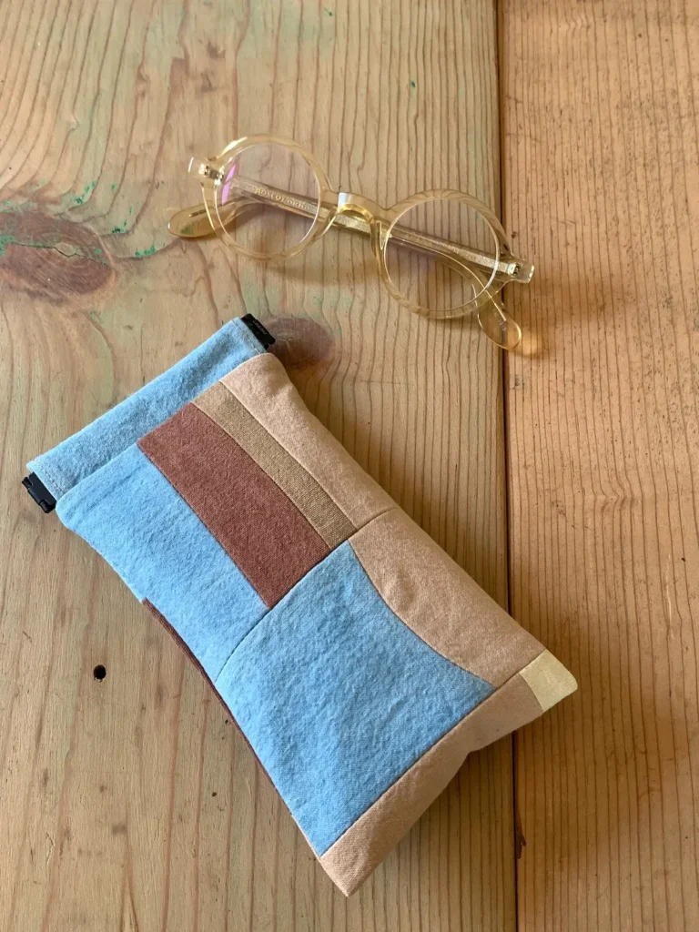Eye glass case made with naturally dyed fabrics by Mildred & Sama of Suula