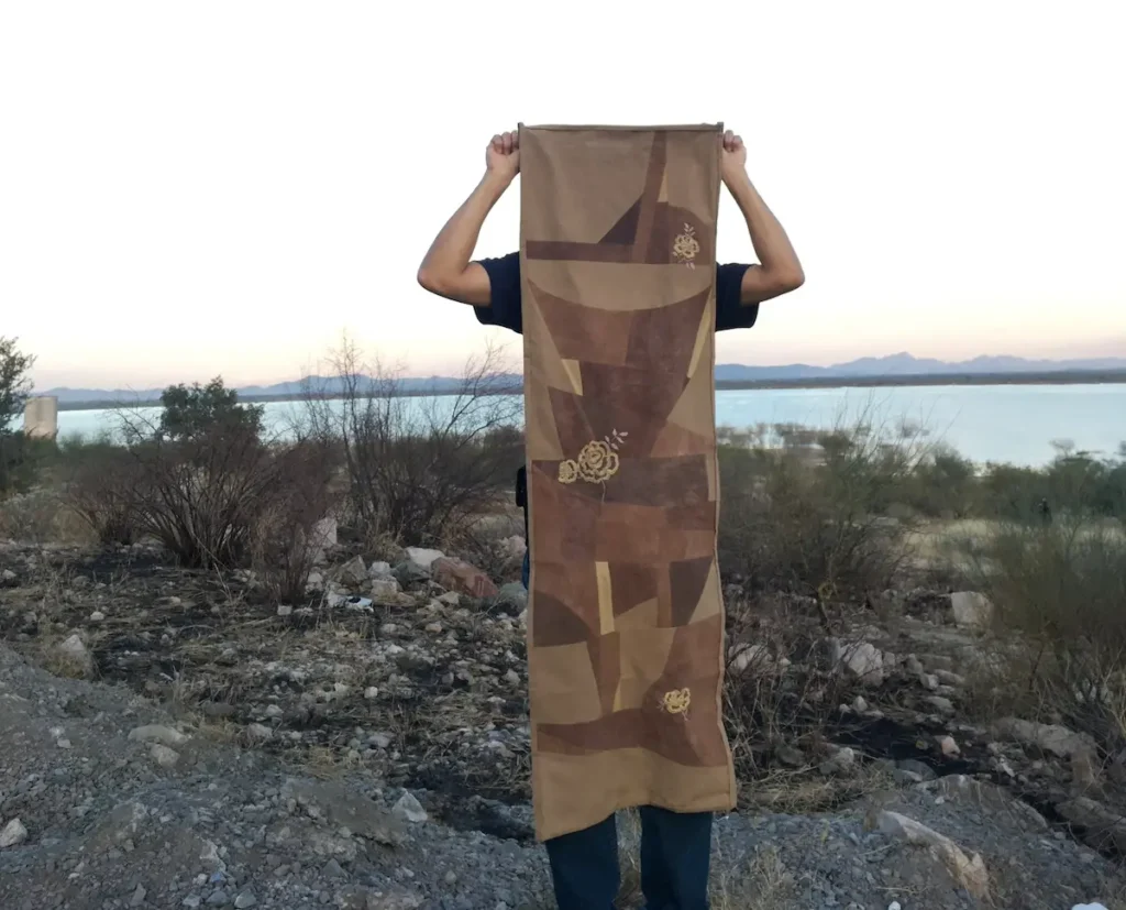 Wall hanging made from naturally dyed fabrics by Mildred & Sama of Suula