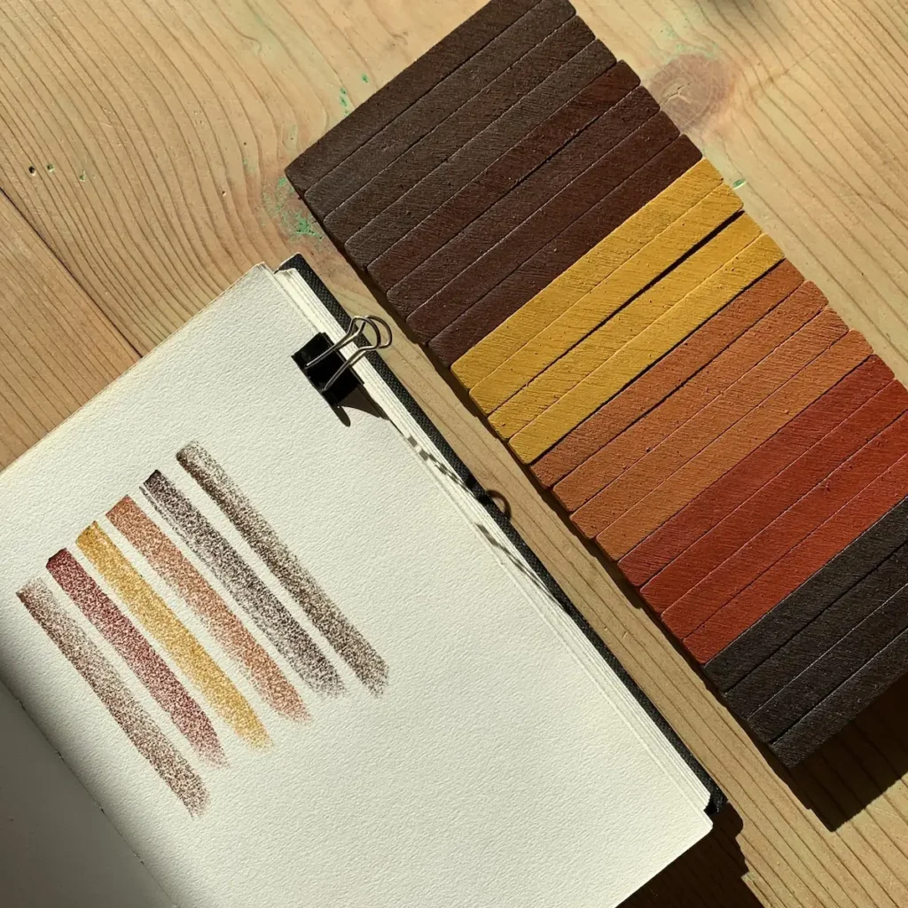 Natural dye pastels made by Mildred & Sama of Suula