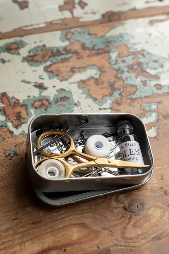 Pin box with bobbins by Minttu Wikberg