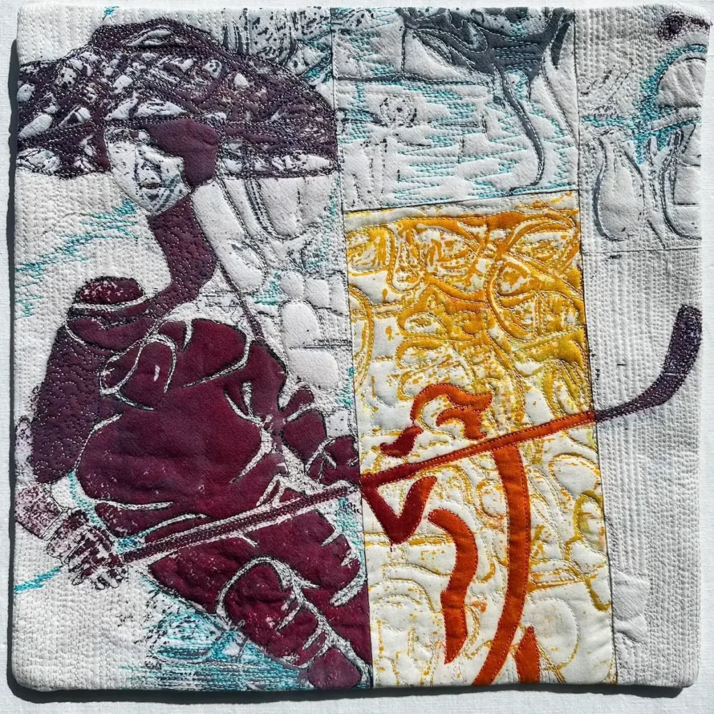 Extras #131 fiber art by Regula Affolter