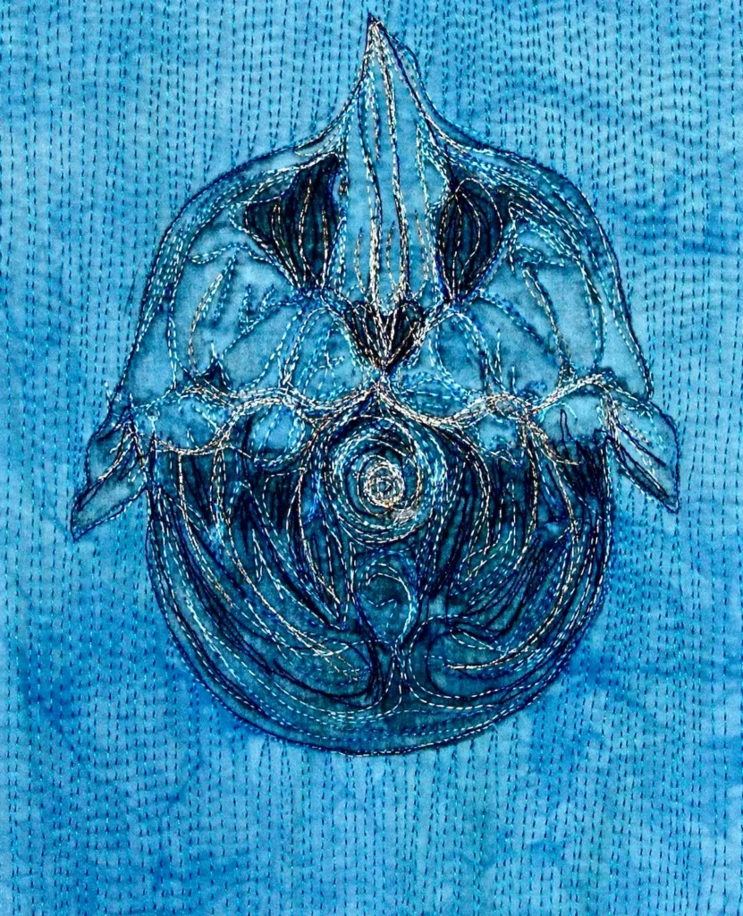 Blue Brain #XXV fiber art by Regula Affolter
