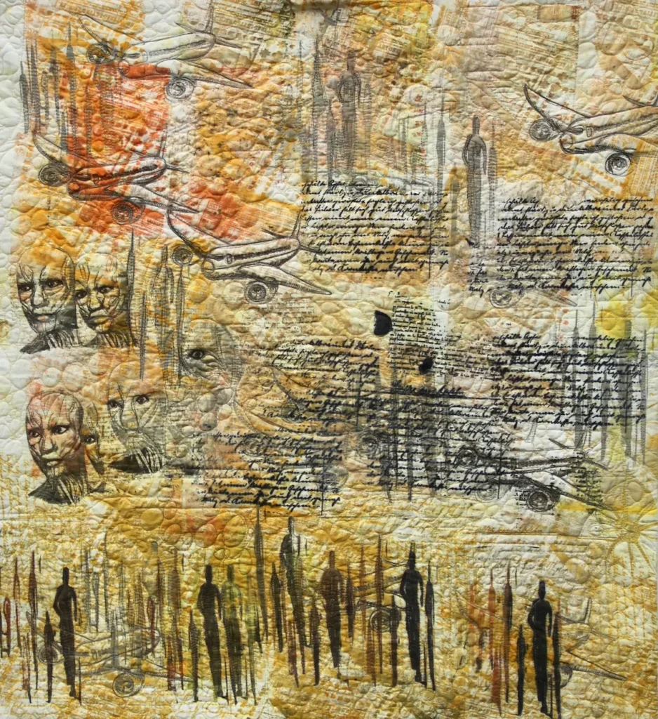 Pandemia #63 fiber art by Regula Affolter