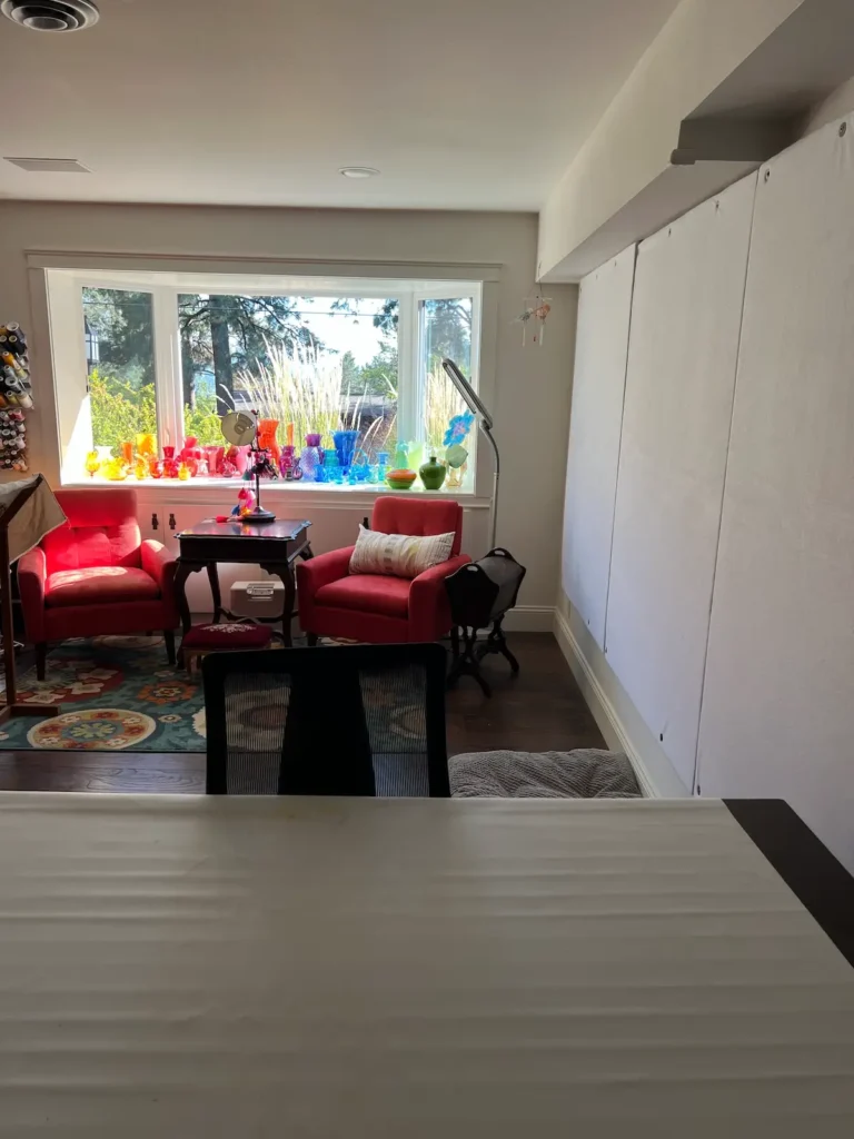 Finished design wall and work table