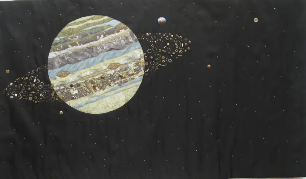 Gas Giant fiber art by Ann Wasserman