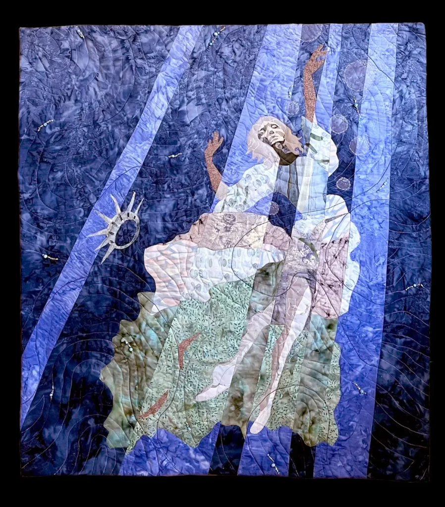 Drowning Liberty fiber art by Aynex Mercado