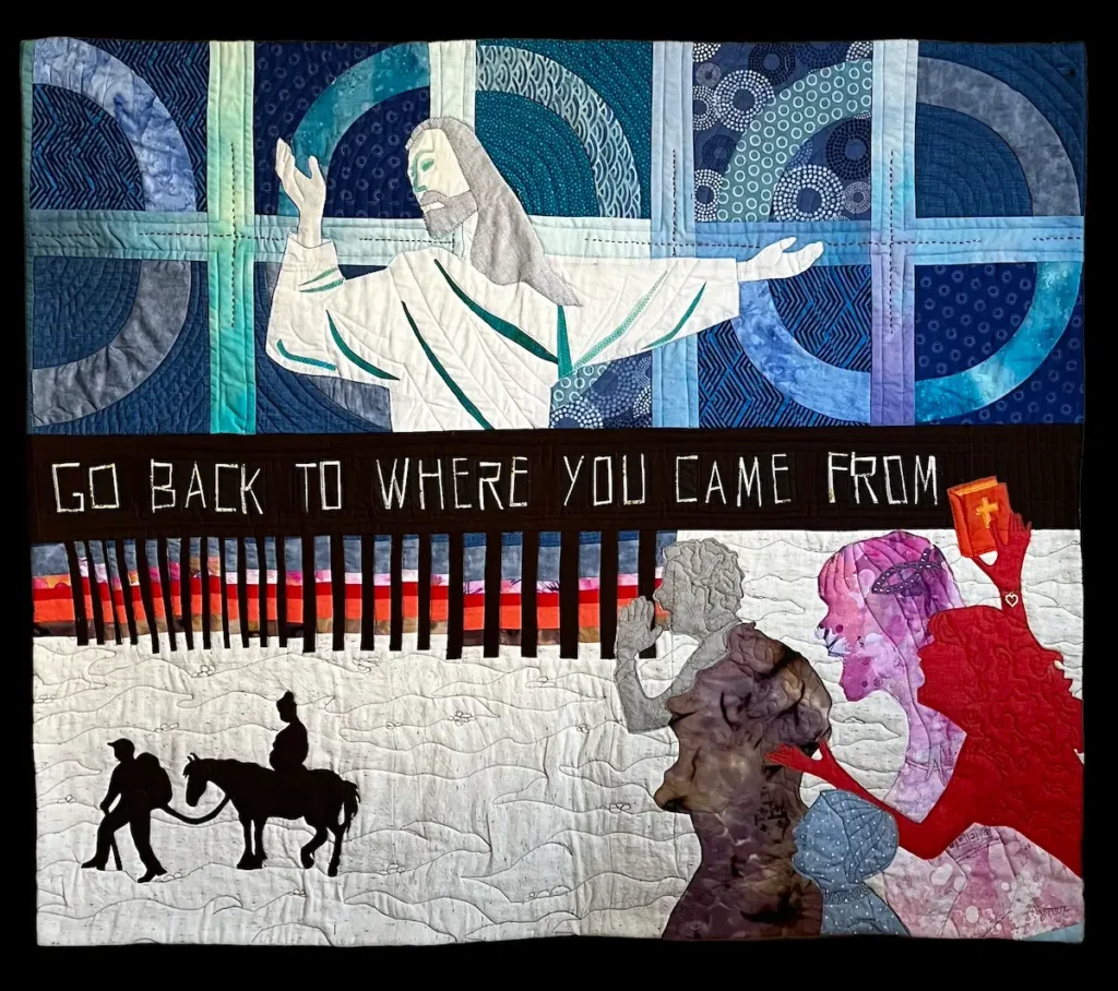 Go Home fiber art by Aynex Mercado
