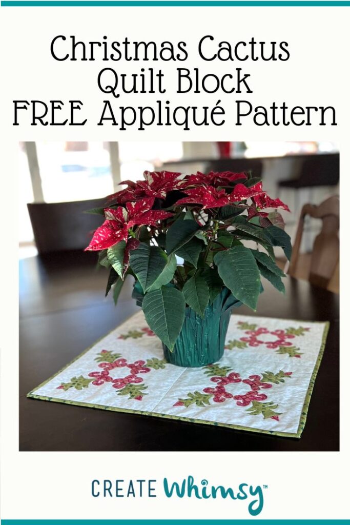 Poinsetta on a Christmas Cactus applique quilt