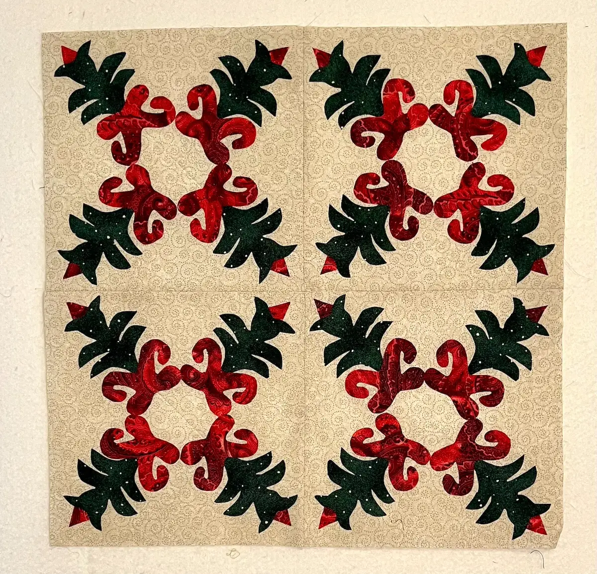 The Christmas Cactus are now sewn together and ready to be sandwiched for stitching