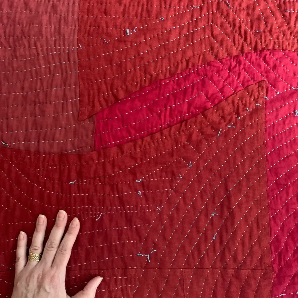 Touching Red fiber art by Claire Voelkel-Sedlmeir