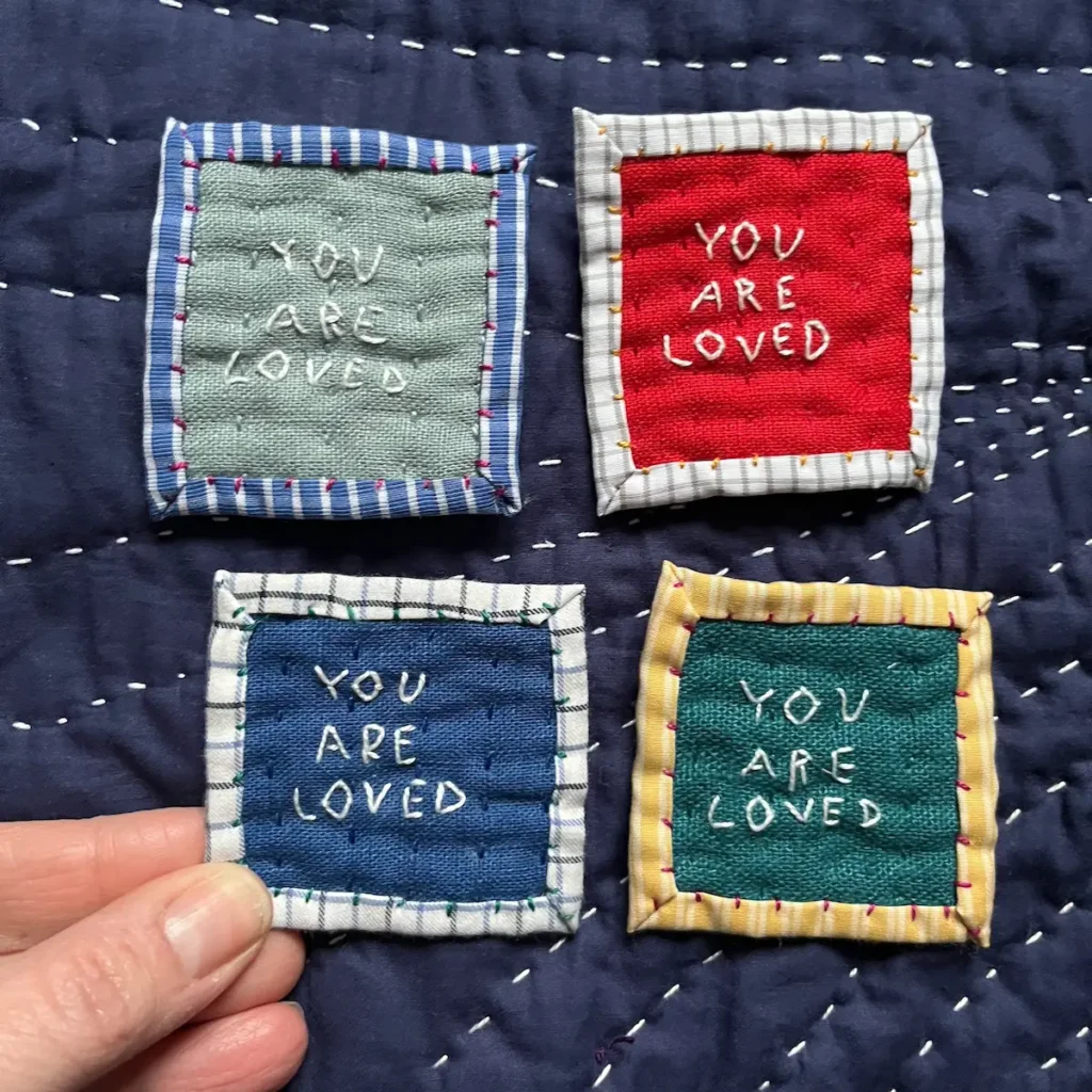You Are Loved fiber art by Claire Voelkel-Sedlmeir