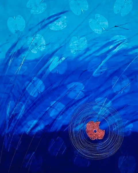 An Apple a Day fiber art by Gunnel Hag