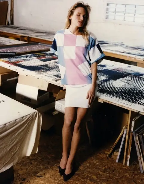 Screen printed cotton knit top by Gunnel Hag