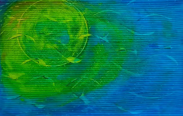 Sun Under Water fiber art by Gunnel Hag