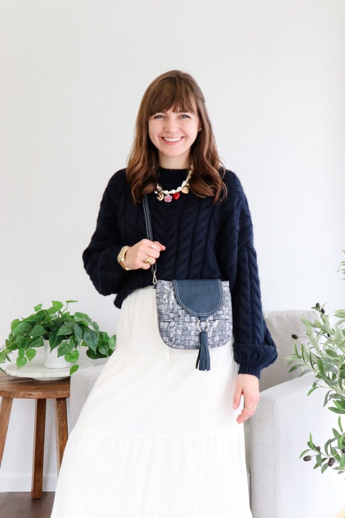 Cork and fabric cross body bag by Jessica Barrera