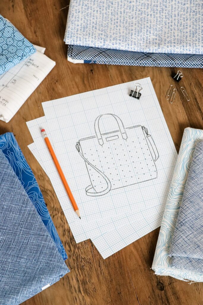 Sketch of a new bag pattern by Jessica Barrera