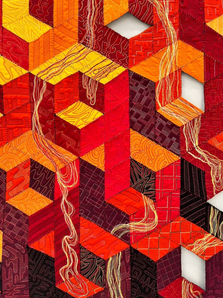 Detail of Flow art quilt designed and made by Lauri Jones